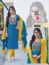 Janki By Blue Hills Rayon Embroidery Wholesale Kurti With Bottom Dupatta In India
